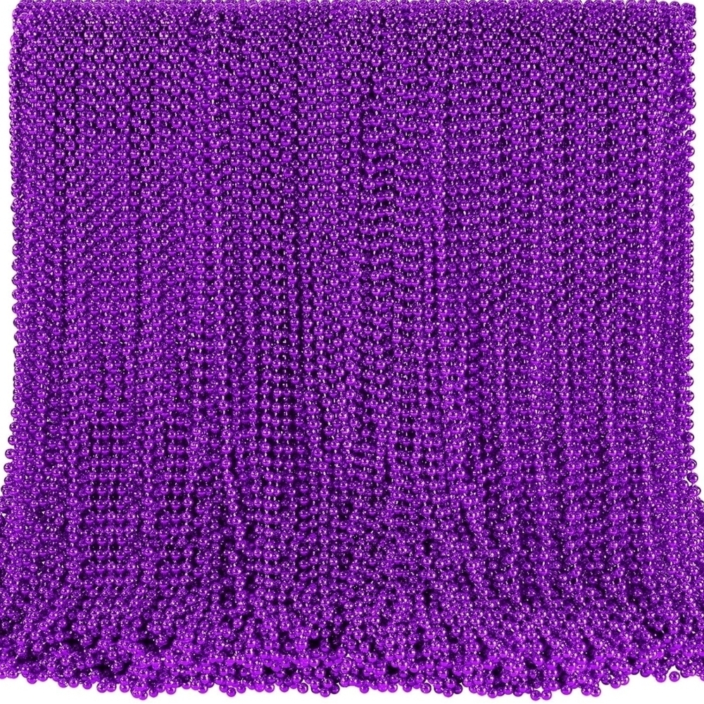 SHAOQINLIN 144 PCS Purple‎ Mardi Gras Beads, 33'' Metallic Purple Bead Necklace